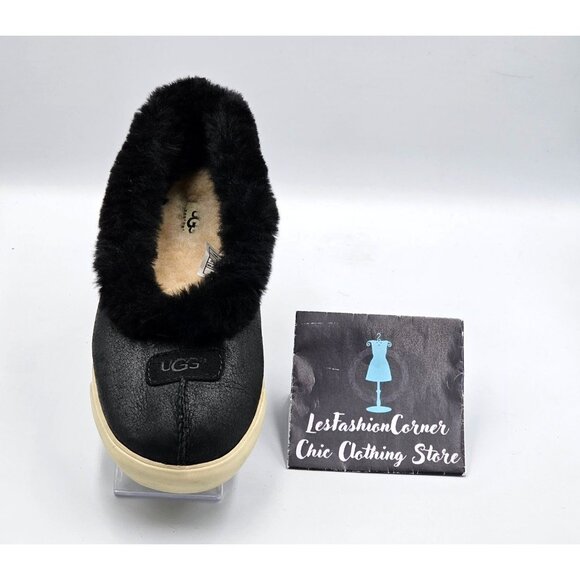 UGG Australia Women's Black Suede Fuzzy Lined Rylan Skimmer Slippers Size 8 2977 - Picture 14 of 16